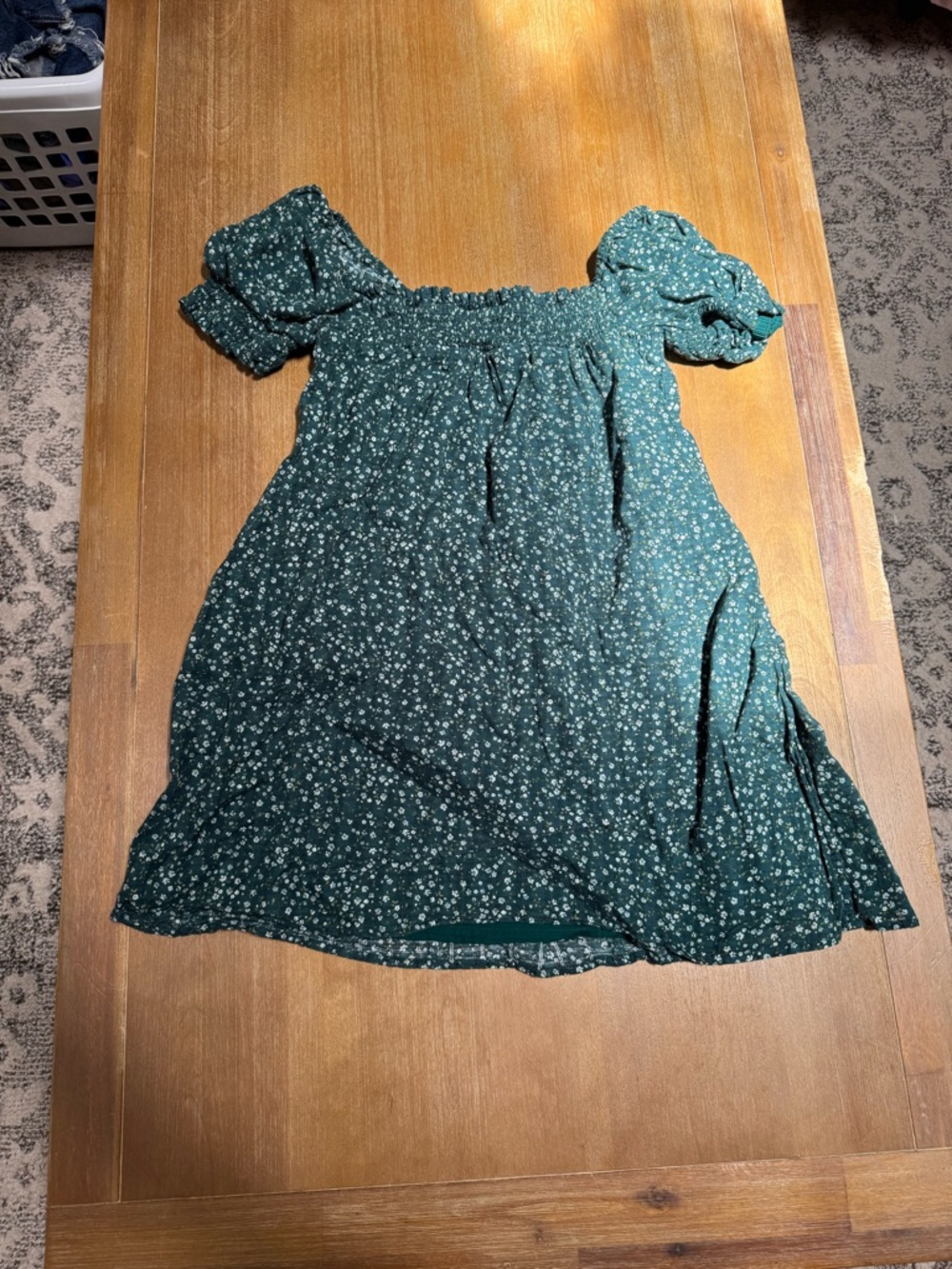 American eagle Floral Puff-Sleeve Dress - Green